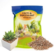 Succulent & Cactus Soil Potting Mix, Chunky Dirt with Fast Draining Fits 1L 