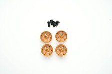 Mini 4WD Aluminum Wheels (Small Diameter Deep Rim 6-Spoke) (Orange) 4-Piece Set