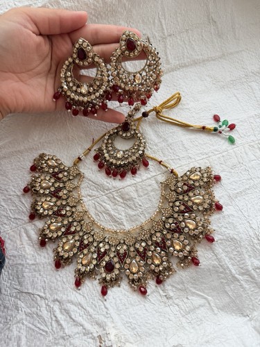 Gold mirror maroon bead - gold,