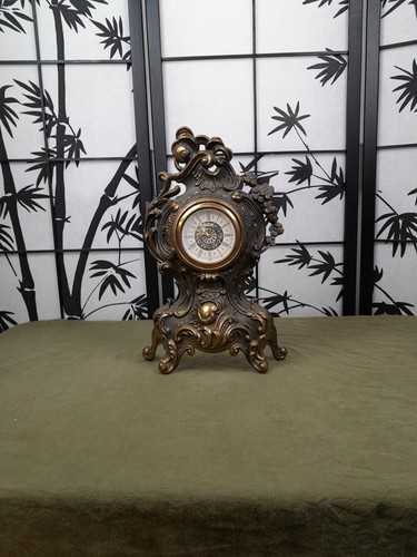 Vintage bronze table - bronze, clock