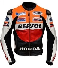 Honda Repsol Men's Racing Leather Motorcycle Jacket – Biker Riding Gear MotoGP
