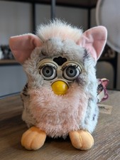 Original Tiger Furby 1998 Model 70-800 Grey/Pink Spotty/Leopard Working Read...