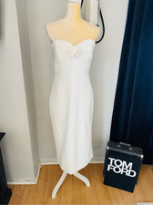 Monique Lhuillier Leonor Strapless Crepe Midi Dress, Size 12, White, NWT