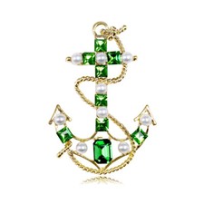 Art Deco Style Enamel Crystal Baroque Anchor Brooch Shawl Pin