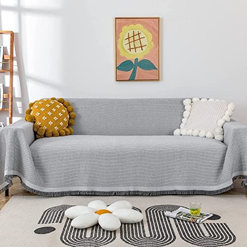 Waffle large grey sofa throw - waffle,