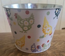Emma Bridgewater Flower Shop M&S Tin Plant Holder Polka Dot Hens 15cm x 11.5cm