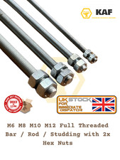 M6 M8 M10 M12 Fully Threaded Rod Stud Bar Studding Zinc With Full Hex Nuts  KAF