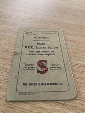 Singer Instruction Book b R K Electric Motor With Knee Control.