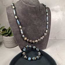 Retro Paper Bead Necklace &