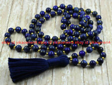 6/8/10mm Lapis Lazuli 108 Tibetan Buddhist Prayer Beads Mala Necklace AAA+