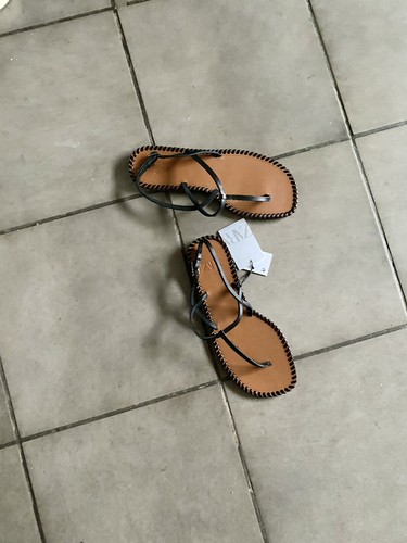 Zara black leather flat - zara,
