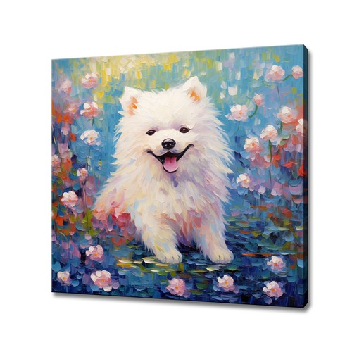 White samoyed dog puppy canvas - white,