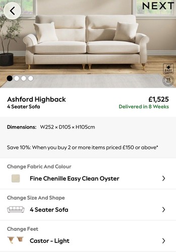Next seater ashford highback - next, 4