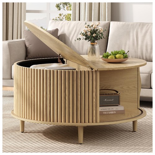 Oak fluted round coffee - oak,