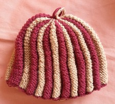 Hand Knitted Vintage Style Two Coloured Tea Cosy