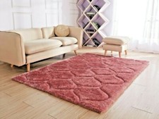 Blush Pink Shaggy Rugs 3D  Non