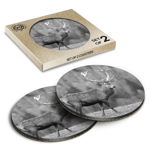 Boxed round coasters bw - round,