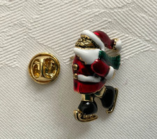 Butler & Wilson B&W - Santa Skating Pin - Enamelled - Gold Tone