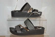 Lilley womens black and silver low wedge slip on sandals UK Size 5