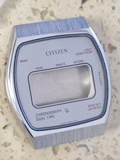 Vintage  CITIZEN LCD Digital 4-082044 /41-4671 Silver dial  Part Case NOS
