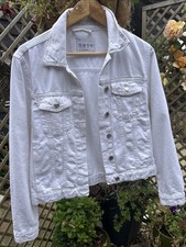 Denim Jacket White Primark Size 10 Fit 12 & 14
