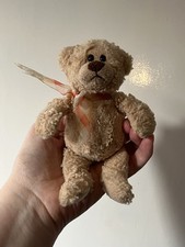 Gund Mini Manni Teddy Bear With Original Bow Vintage 90s Plush Soft Toy
