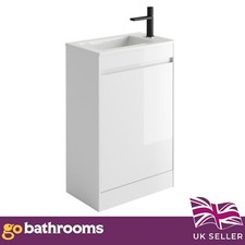 Small Bathroom Sink Unit Compact Cloakroom Vanity Unit 440 550mm Oak White Grey