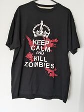 Keep Calm & Kill Zombies Obscene Clothing Black T-Shirt Size M