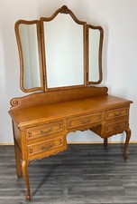 Vintage Dressing Table with mirror French Oak Louis Vanity Table Makeup LOT 2757