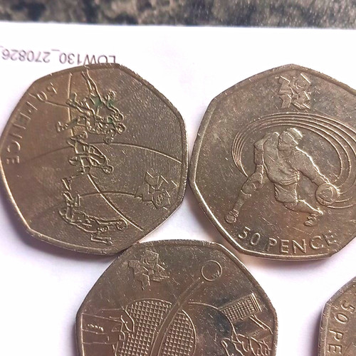 Lot british 50p coins - uk,
