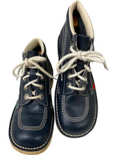 Kickers Leather Boots Navy Lace Up Stitch Detail Size 39 UK 5 PK