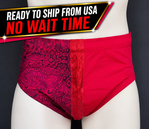 Pro wrestling trunks large red - trunks,