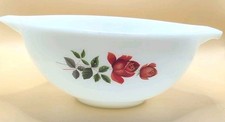 Vintage Retro Large 1960s JAJ Pyrex June Rose Cinderella Mixing Bowl Milk Glass