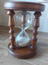 Vintage Wooden Sand Timer Hourglass 6" High Good Condition