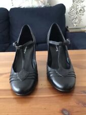 EMILIO LUCA X Mary Jane T Bar Black Leather Heels Size UK 3 Excellent Condition