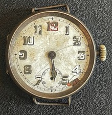 WWI Era Sterling Silver Trench Watch – Red 12 Dial – Spares or Repair – 29g