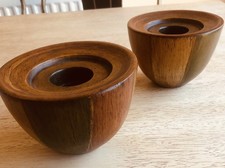 Vintage Pair Of Wooden Candle