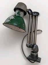 VINTAGE GREEN ENGINEERS LAMP  Machinist Light Enamel Industrial Cool Mid Century