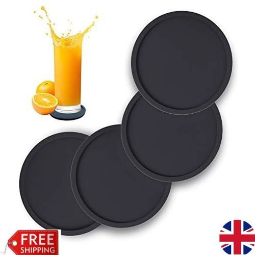 Round black silicone coasters - round,