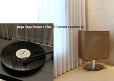 Geneva Speaker XL Walnut + Rega Rega Planar 1 Plus Stand TV Living Room Speaker