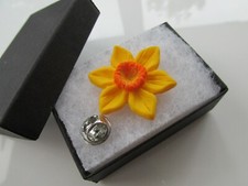 Handmade Golden Yellow Spring Daffodil Flower Brooch Lapel Pin