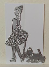 Lady Walking a Scottie Dog Metal Die