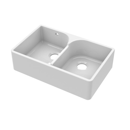 Fireclay double bowl - bowl, weir