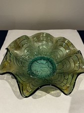 Imperial Carnival Iridescent Bowl with uranium Pansy pattern *Perfect cond *