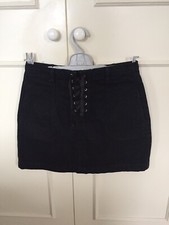 TOPSHOP MOTO BLACK DENIM SHIRT SKIRT SIZE 10
