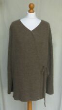 ZARA khaki green brown mohair Alpaca blend long wrap cardigan size S 10 12 14