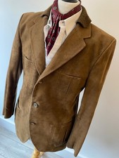 VINTAGE mens 70's CORTEFIEL fabulous SOFT BROWN SUEDE SAFARI JACKET BLAZER 44"