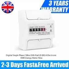 Single Phase Power kWh Electricity Energy Sub Meter 40A DIN Rail Mount LCD UK