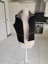 Principles Ladies Black Faux Suede/Fur Gilet Size large, open, grey fur lining