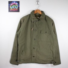 Vintage US Navy USN A-2 Deck Jacket Size M/L Military Stencil 60s Zip Button Up